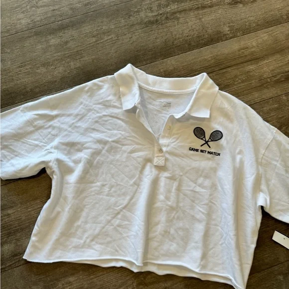 SOLD✨AERIE offline cropped polo top 🤍 - Picture 6 of 12